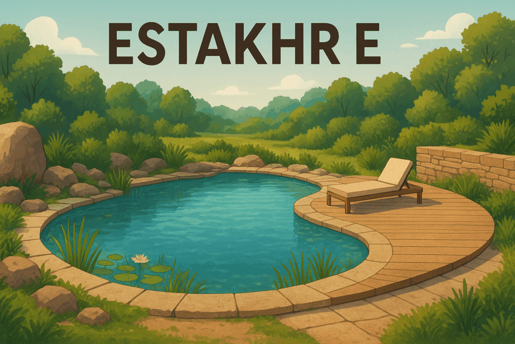 تأثیر چوب و سنگ در طراحی فضای اطراف استخر